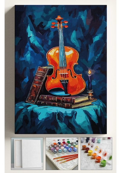 Sayılarla Boyama Seti Numaralı Tuval Fırça Boya 40x50 Cm - Keman