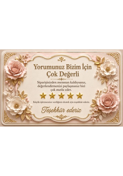 3d Tasarım İşletme Yorum Kartı Sipariş Teşekkür Kartı