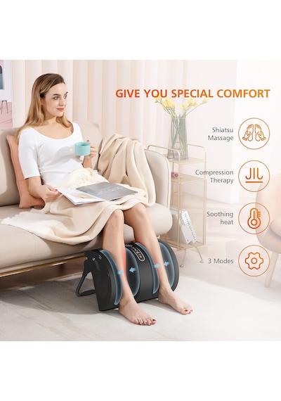 Snailax Shiatsu Isıtmalı Ayak Masajı, Yoğurma Ve Yuvarlama İle Elektrikli Bacak Masajı, Rahatlama İçin Baldır Masajı, Ayak Masajı, Hediyeler