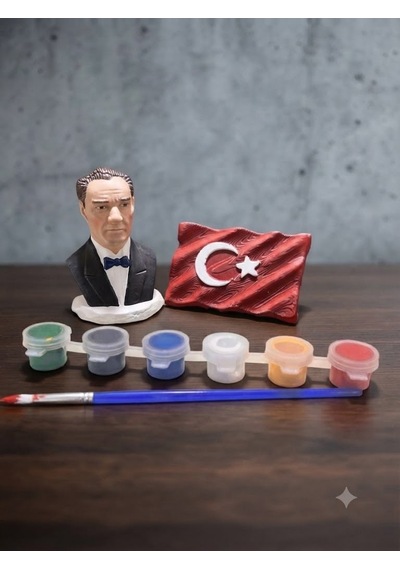 Atatürk Bayrak Taş Boyama Heykel Boyama Biblo
