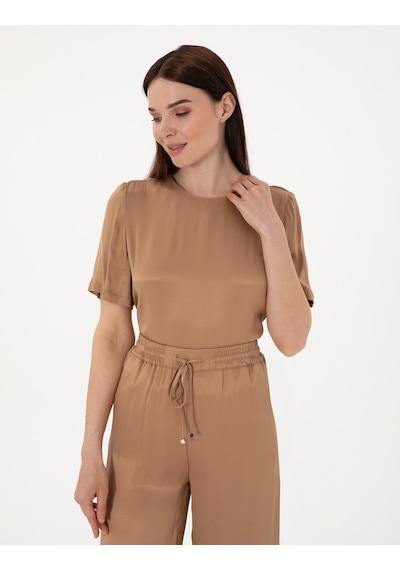 Pierre Cardin Kadın Kahverengi Kısa Kollu Bluz 50301143-vr029 Kahverengi