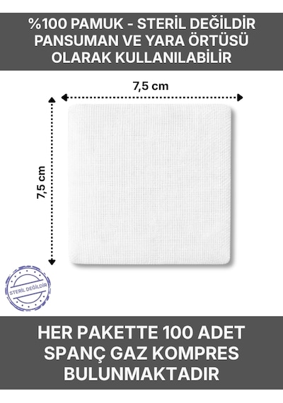 Ağaoğlu Spanç Gazlı Bez 7,5x7,5cm 16 Katlı 500 Adet