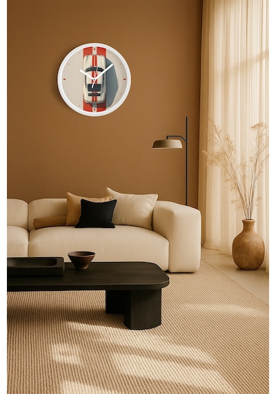 Retro Klasik Araba Modern Duvar Saati - 42cm - Önü Camlı Beyaz Kasa - Sessiz Mekanizma-jh1066 Beyaz