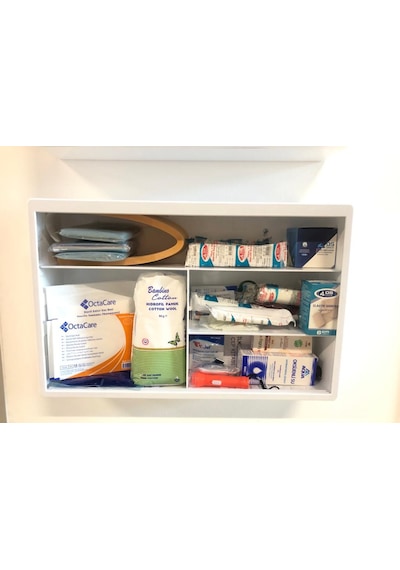 ERKENTMED PLASTİK ECZA DOLABI DUVAR TİPİ İÇİ DOLU (STANDART SET İÇERİK) Beyaz