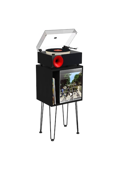 Fennessy İ5s Bluetooth Hoparlörlü 45w Hi-fi Işıklı Retro Pikap Plakçalar Turntable, Siyah