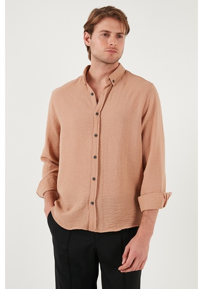 Buratti Regular Fit Uzun Kollu Düğmeli Yaka Erkek Gömlek Cf25S116777 Kahve