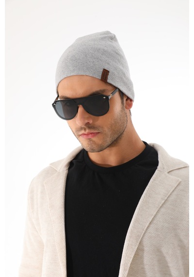 Ritagarcia Unisex Etiket Detaylı Pamuklu Penye Bere Kışlık Mevsimlik Beanie Bere Gri