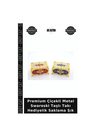 Premium Çiçekli Metal Swaroski Taşlı Takı Hediyelik Saklama Şık Çok Renkli