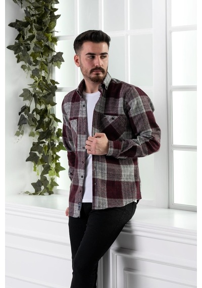 Dorss Slimfit Çift Cepli Ekoseli Erkek Oduncu Gömlek (516481561)