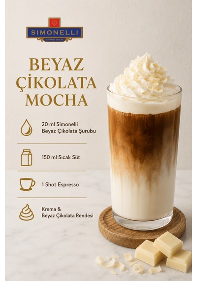 Simonelli Karamel & Beyaz Çikolata Aromalı Gurme Kahve ve Kokteyl Şurubu Seti 2 x 700 ML + Pompa