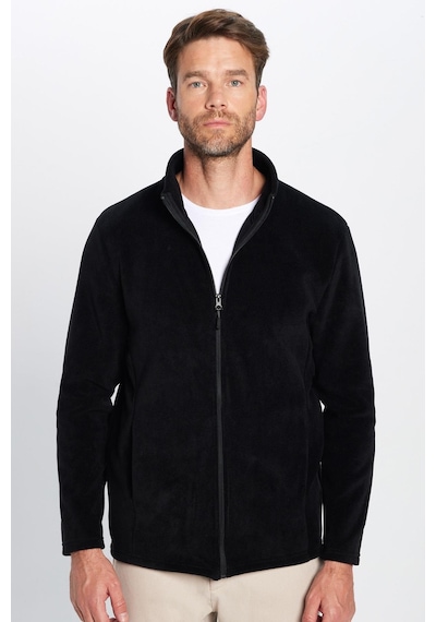 Tudors Unisex Siyah Anti-pilling Tüylenme Yapmayan Standart Fit Tam Fermuarlı Soğuk Geçirmez Polar Hırka-32472 Sİyah