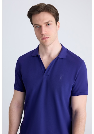 Twn Slim Fit Saks Mavi Düz %100 Pamuklu T-shirt 4ec1438311322 750