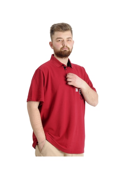 Mode Xl Büyük Beden Erkek T-Shirt Polo Parçalı Summer 23331 Bordo 001