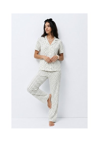 Fit Women Standart Boy Elastanlı Kar Beyaz Pijama Takımı