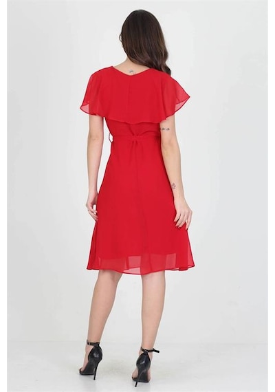 Neşeli Butik Kadın Midi Boy Yeni Sezon Kruvaze Yaka Melek Kol Şifon Elbise Ry8081 Kırmızı Neşeli Butik Kadın Midi Boy Yeni Sezon Kruvaze Yaka Melek Kol Şifon Elbise Ry8081 Kırmızı