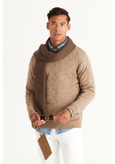 AC&Co / Altınyıldız Classics ERKEK VIZON Standart Fit Normal Kesim Bisiklet Yaka Jakarlı Triko Vizon AC&Co / Altınyıldız Classics ERKEK VIZON Standart Fit Normal Kesim Bisiklet Yaka Jakarlı Triko Vizon