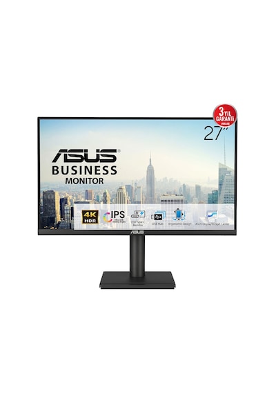 Asus Va27ucps 27 4k Ips Hdr 3840 X 2160 5ms 350cd Dp Hdmı Usb-c Hoparlör Vesa 3yıl Elmb Sync, Pd 65w Pıvot Monitör