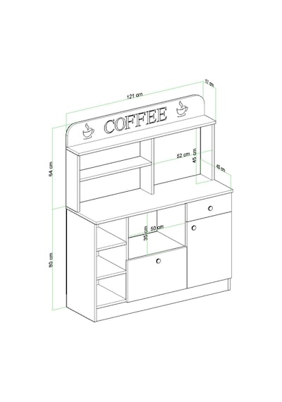 Barista Kahve Köşesi Çok Amaçlı Dolap Atlantik Çam Atlantik Çam