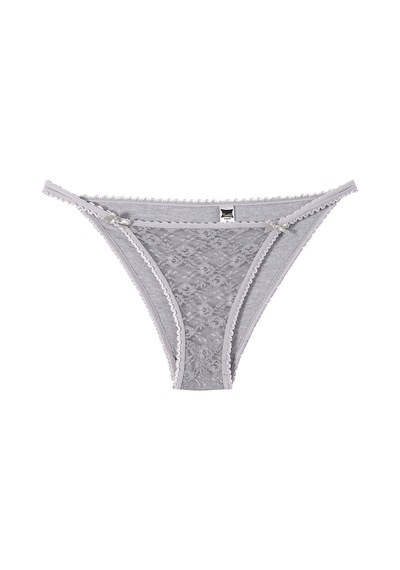 Tutku 12' Li Kadın Çift Biyeli Önü Tüllü Bikini Külot Gri