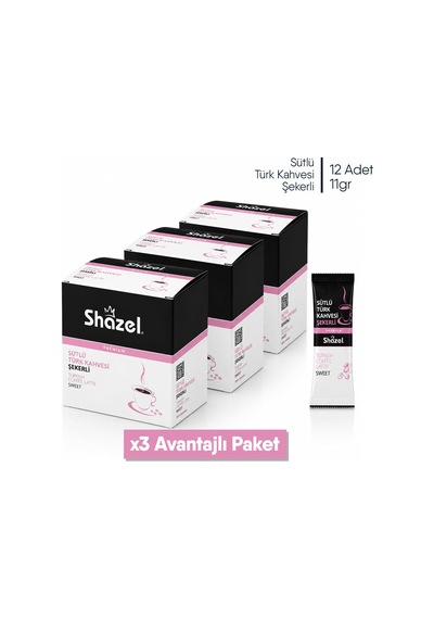 Shazel Hazır Sütlü Türk Kahvesi Şekerli - 11gr X 12 Adet