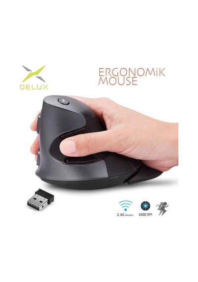 Kenly Delux M618gx Ergonomik Dikey Kablosuz Optik Mouse 6 Tuşlu Yüksek Hassasiyet Ayarlanabilir Dpı Sağ El M618 Mini