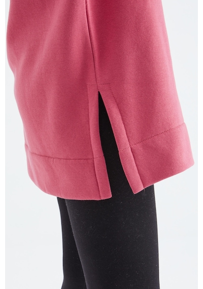 Tommy Life Yaban Gülü Reglan Kol Basic Kapüşonlu Oversize Sweatshirt Sweatshirt Tunik - 97242 Pembe