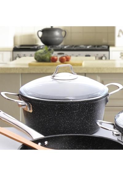 Falez Black Line Döküm Granit Derin Tencere 24 CM