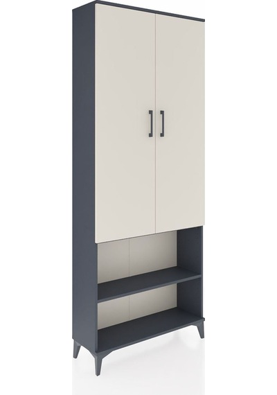 Arges Dolap 3 Raflı 2 Kapaklı Tek Askılı 88x30x221 Antrasit-aytaşı Antrasit