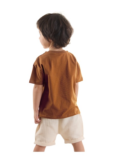 Denokids Erkek Bebek Çocuk Müslin Şort T-shirt Takım Çok Renkli