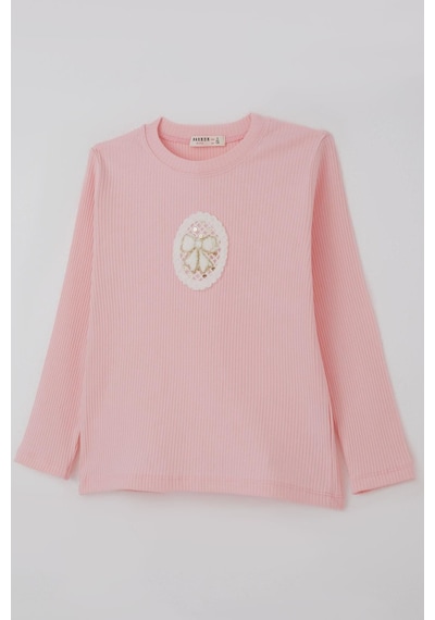 Breeze Kız Çocuk Uzun Kollu Tişört Vintage Dantel Fiyonk Aplikeli 5-10 Yaş, Pembe Pembe Breeze Kız Çocuk Uzun Kollu Tişört Vintage Dantel Fiyonk Aplikeli 5-10 Yaş, Pembe Pembe
