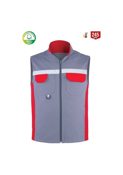 My Form Santo 16/12 Gabardin Yazlık Yelek-grı Kırmızı Gri - Kırmızı