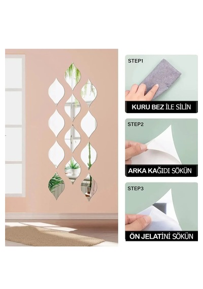 Dekoratif Su Yolu Aynalı Gümüş Pleksi Dekorasyon Ürünü 12x7 Cm