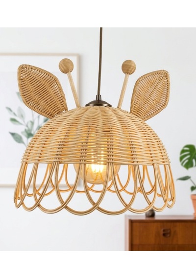Zürafa Model Rattan Avize Ekru