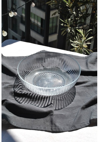 1 Adet Cam Şeffaf 20 Cm Salata Kasesi Orta Boy Salata Tabağı Kase 20 Cm Beyaz