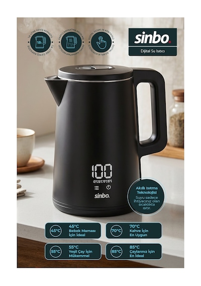 Sinbo SK-8042 1.8 L Dokunmatik Kontrollü Sıcaklık Ayarlı Su Isıtıcı Kettle