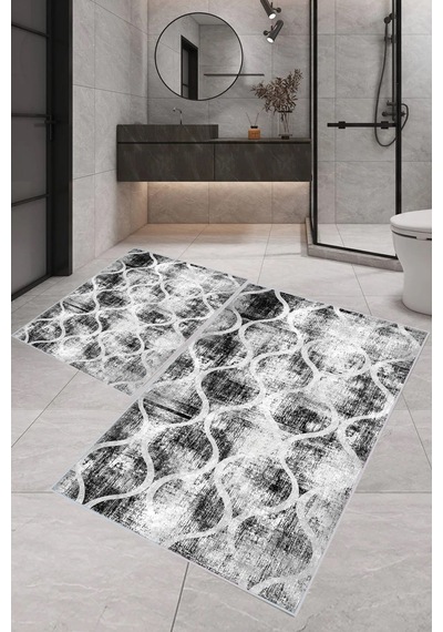 Eliana Home Dijital Baskı 2'li Banyo Paspas Takımı Lna5-1606 100x60 Ve 60x50 Cm Siyah