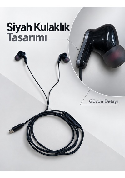 Type C Kablolu Kulak İçi Kulaklık Mikrofonlu Ve Kumandalı Diğer