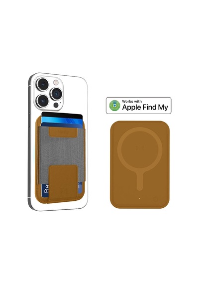 Micflip P065 İos Uyumlu Kablosuz Ve Pin Şarj Özellik Findmy Destekli Magnetik Standlı Kartlık Kahve Kahverengi