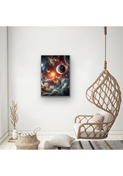 Gezegenler Kanvas Tablo 70x100cm Çok Renkli
