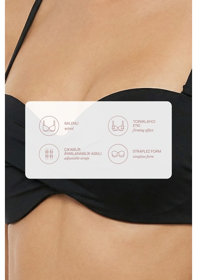 Penti Siyah Straplez Cup Bikini Üstü