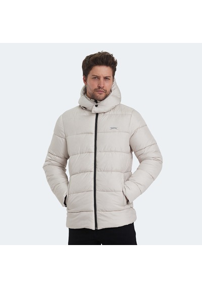Slazenger GANEA IN Erkek Kapüşonlu Şişme Bej Mont & Kaban