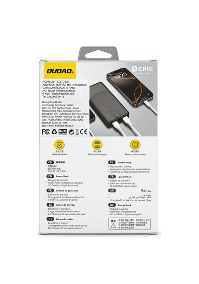 Ren.ga.renk Dudao K10 10.000 Mah 3 Portlu Powerbank Rengaren Çok Renkli