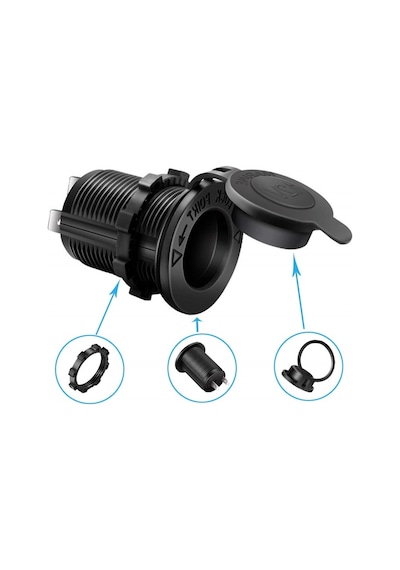 Oto Çakmak Fiş Çakmaklık Dişi Pano Tip 30Mm Şase Monteli Fişli 1 Adet