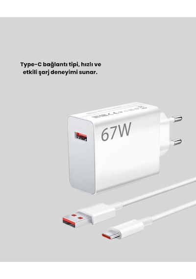 67 Watt Type C Hızlı Şarj Cihazı Huawei P30 P40 Mate 20 Pro Uyuml
