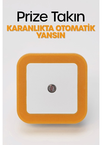 Kare Otomatik Gece Lambası Işığa Duyarlı Karanlık Ldr Sensörlü Koridor Turuncu Gc02 Turuncu