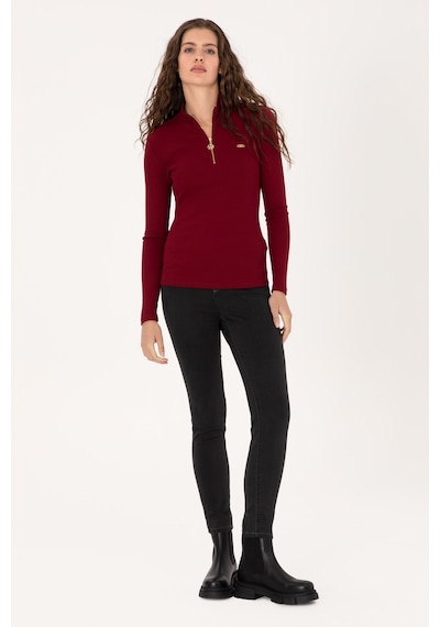 U.S. Polo Assn. Kadın Bordo Fermuarlı Dik Yaka Sweatshirt 50313564-VR014