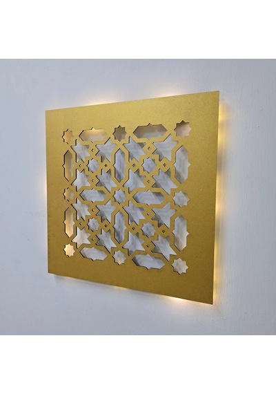 Led Işıklı Motif Tablo 2 - 30x30cm Gold