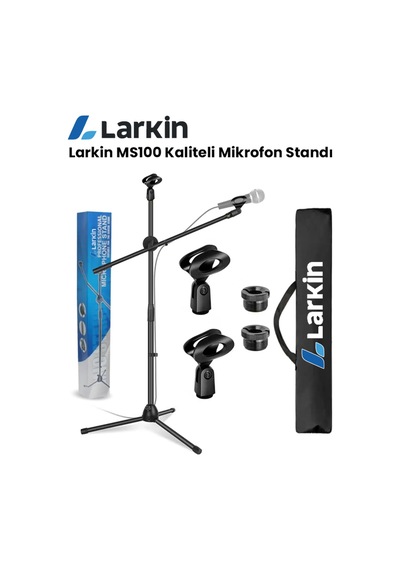 Larkin Ms100 Üst Kalite Demir Mikrofon Standı Sehpası Taşıma Çantası Ve Tutacak Hediye
