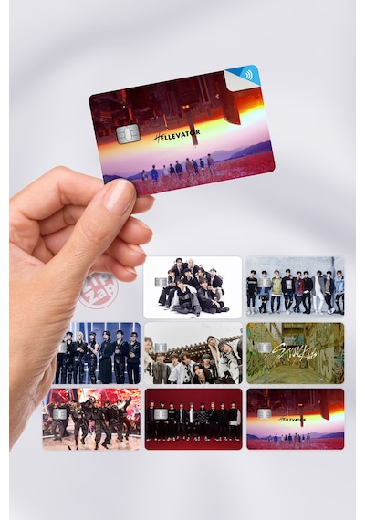 Stray Kids Kpop K-pop Kart Kaplama Yapışkanlı Folyo Sticker 8 Adet Çok Renkli