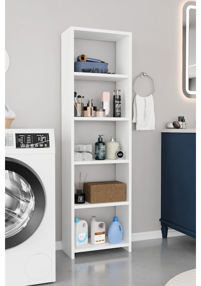 Alpaevmobilya Ahşap 5 Raflı 150 Cm Çok Amaçlı Açık Banyo Dolabı Düzenleyici Raf Ve Çamaşır Odası Dolabı Beyaz Alpaevmobilya Ahşap 5 Raflı 150 Cm Çok Amaçlı Açık Banyo Dolabı Düzenleyici Raf Ve Çamaşır Odası Dolabı Beyaz